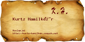 Kurtz Hamilkár névjegykártya